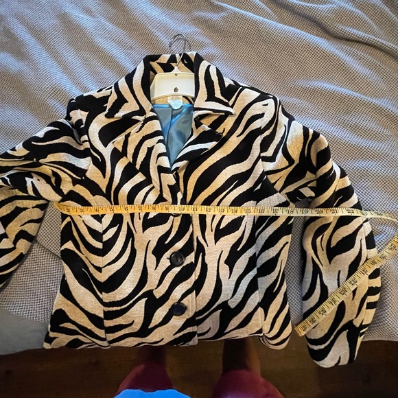 Vintage Sharon Young. heavy Zebra print & turquoise. 35" long . FITS LIKE SIZE 6 - Picture 10 of 11